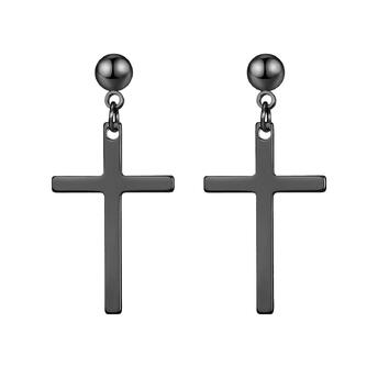 Серьги Cross нерж.сталь 34х16 мм шарик 5 мм 1 пара Черный