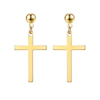 Серьги Cross нерж.сталь 34х16 мм шарик 5 мм 1 пара Золотистый