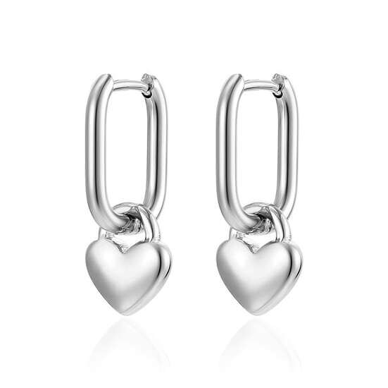 Сережки Конго Love нерж.сталь 24х12х2 мм 1 пара Платиновий