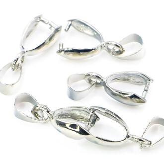 Держатель для кулона или подвески с петлей 19х7 мм Серебро 10 шт.