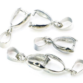 Держатель для кулона или подвески с петлей 19х7 мм Серебро 10 шт.