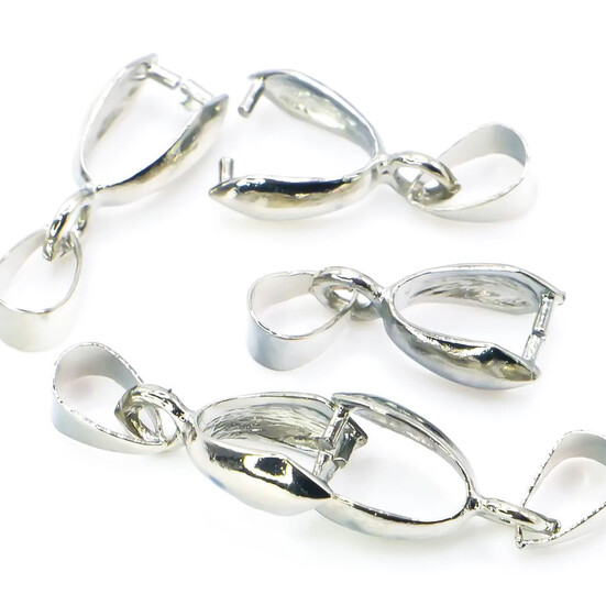 Держатель для кулона или подвески с петлей 19х7 мм Серебро 10 шт.