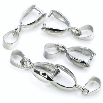 Держатель для кулона или подвески с петлей 19х7 мм Платина 10 шт.