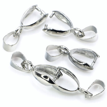 Держатель для кулона или подвески с петлей 19х7 мм Платина 10 шт.