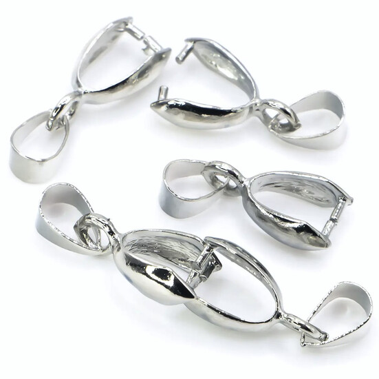 Держатель для кулона или подвески с петлей 19х7 мм Платина 10 шт.