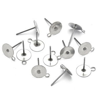 Основа для серьг Гвоздики с петельками 12х6х8 мм 50 пар Платиновый