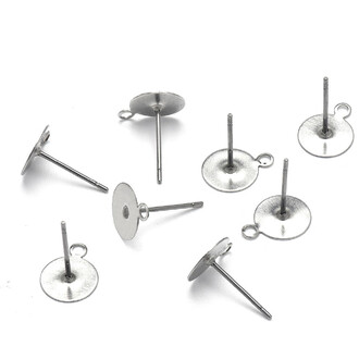 Основа для серьг Гвоздики с петельками 12х8х11 мм 50 пар Платиновый