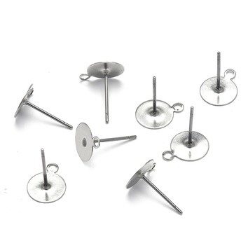 Основа для серьг Гвоздики с петельками 12х8х11 мм 50 пар Платиновый