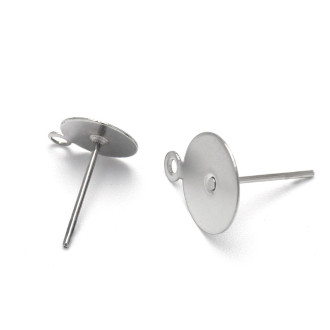 Основа для серьг Гвоздики с петельками 12х12х15,4 мм 50 пар Платиновый