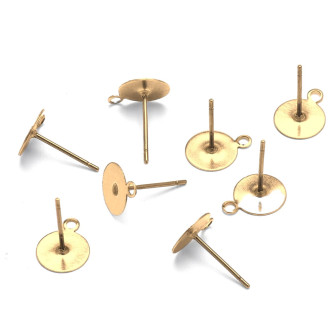Основа для серьг Гвоздики с петельками 12х8х11 мм 50 пар Золотистый