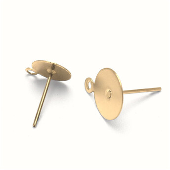 Основа для серьг Гвоздики с петельками 12х10х12,5 мм 50 пар Золотистый