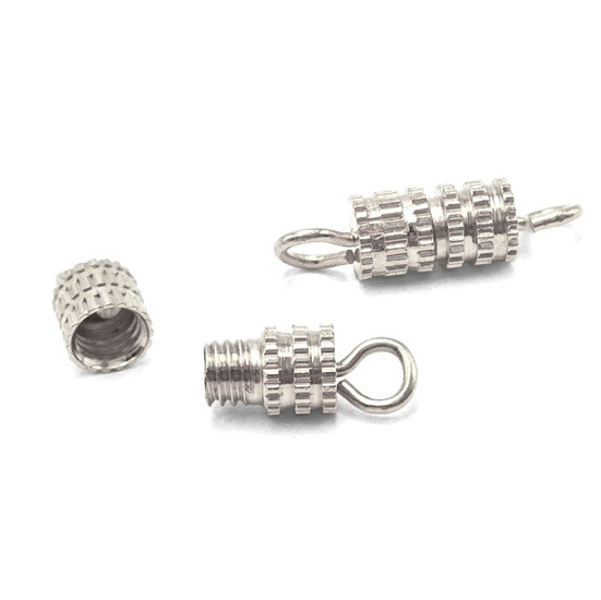 Замок закрутка винтовой с петельками для бижутерии 14х4 мм 20 шт. Серебристый