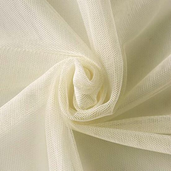 Ткань фатин мягкий евросетка LuxFabric нейлон 1,60 м 1 м Айвори