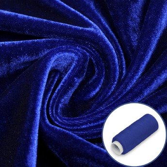 Ткань бархат LuxFabric полиэстер 330 г/м² 1,60 м 1 м + Нить полиэстер 360 м 1 шт. Электрик