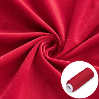 Ткань велюр LuxFabric полиэстер 330 г/м² 1,50 м 1 м + Нить полиэстер 360 м 1 шт. Красный
