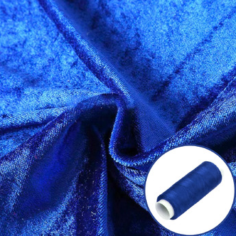 Ткань бархат стрейч LuxFabric полиэстер 400 г/м² 1,65 м 1 м + Нить полиэстер 360 м 1 шт. Электрик