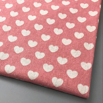 Ткань 55% лен 45% хлопок 180 г/м² 1,5 м 1 м принт Heart of love Pink