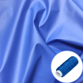 Ткань экокожа легкая LuxFabric 165 г/м² 1,40 м 1 м + Нить полиэстер 360 м Электрик