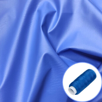 Ткань экокожа легкая LuxFabric 165 г/м² 1,40 м 1 м + Нить полиэстер 360 м Электрик