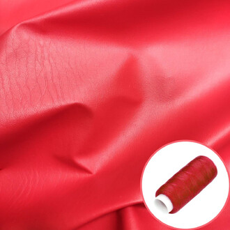Ткань экокожа легкая LuxFabric 165 г/м² 1,40 м 1 м + Нить полиэстер 360 м Красный