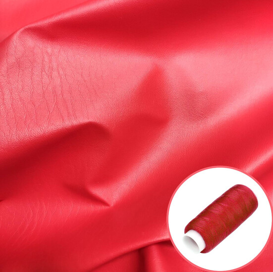 Тканина екошкіра легка LuxFabric 165 г/м² 1,40 м 1 м + Нитка поліестер 360 м Червоний