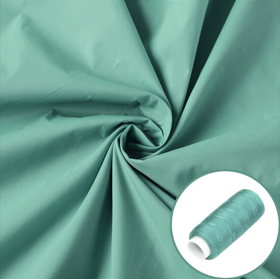 Ткань плащевая Канада LuxFabric 110 г/м² 1,50 м 1 м + Нить полиэстер 360 м Оливково-голубой