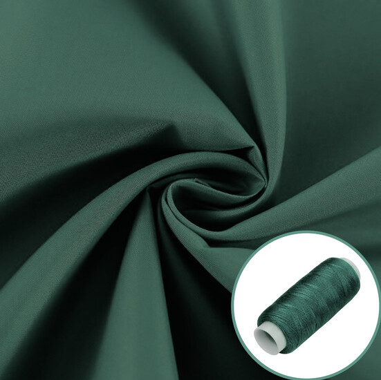 Ткань плащевая Канада LuxFabric 110 г/м² 1,50 м 1 м + Нить полиэстер 360 м Зеленый темный
