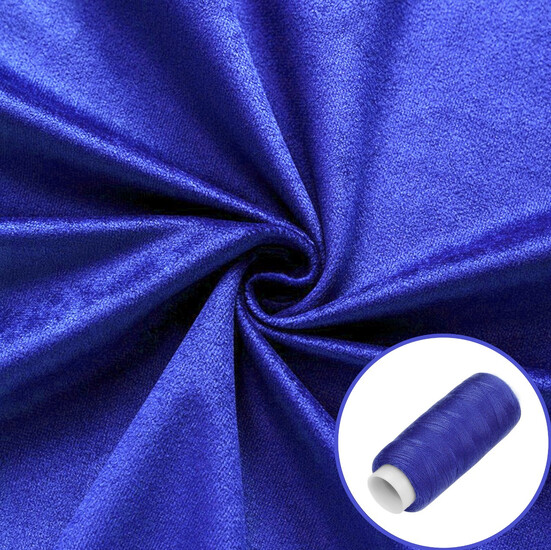 Ткань велюр LuxFabric 220 г/м² 1,50 м 1 м + Нить полиэстер 360 м Электрик