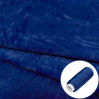 Ткань бархат LuxFabric 160 г/м² 1,50 м 1 м + Нить полиэстер 360 м Электрик