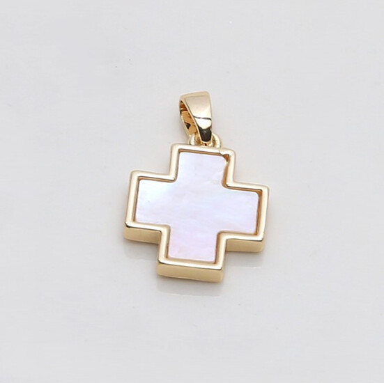 Кулон Cross с перламутром медный 18К позолота 20х12,5 мм 1 шт. Золото