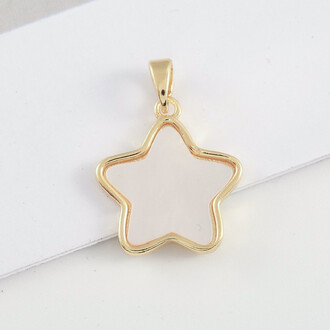 Кулон Star с перламутром медный 18К позолота 22х16 мм 1 шт. Золото