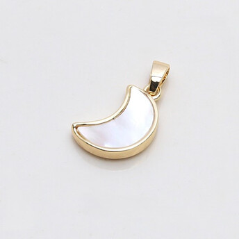 Кулон Moon с перламутром медный 18К позолота 20х10 мм 1 шт. Золото