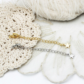 Удлинительная цепочка с карабином Star 0,5х60 мм/10 мм 1 шт. Белое золото