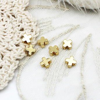 Бусина разделитель Cross медная 18К позолота 6х2,5 мм 1 шт. Золото