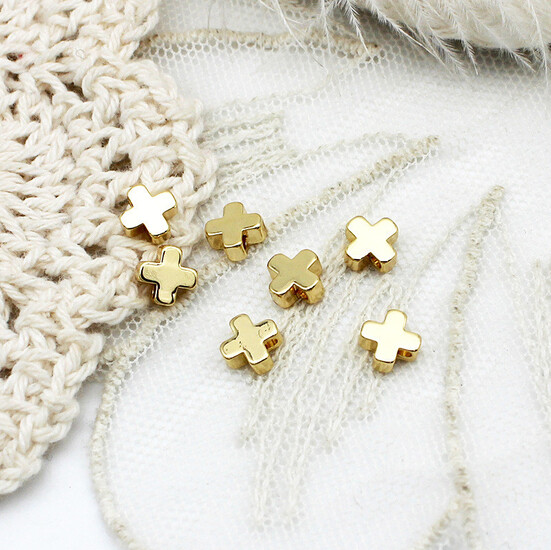 Бусина разделитель Cross медная 18К позолота 6х2,5 мм 1 шт. Золото