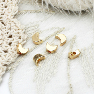 Бусина разделитель Moon медная 18К позолота 7х5,5х3,2 мм 1 шт. Золото