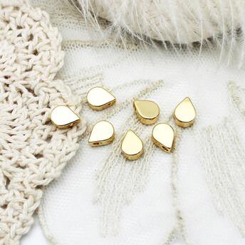 Бусина разделитель Drop медная 18К позолота 6х8х3,2 мм 1 шт. Золото