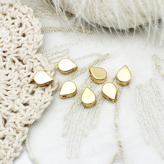 Бусина разделитель Drop медная 18К позолота 6х8х3,2 мм 1 шт. Золото