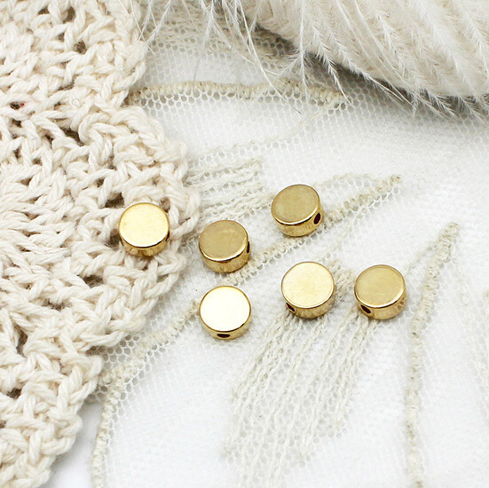 Бусина разделитель Tablet медная 18К позолота 6х2,8 мм 1 шт. Золото