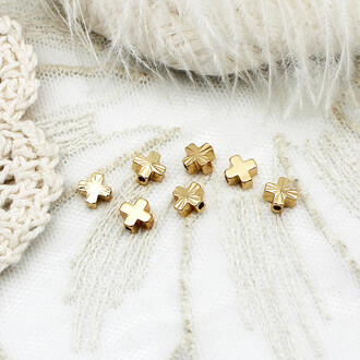 Бусина разделитель Cross медная 18К позолота 6х3 мм 1 шт. Золото