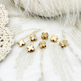 Бусина разделитель Cross медная 18К позолота 6х3 мм 1 шт. Золото