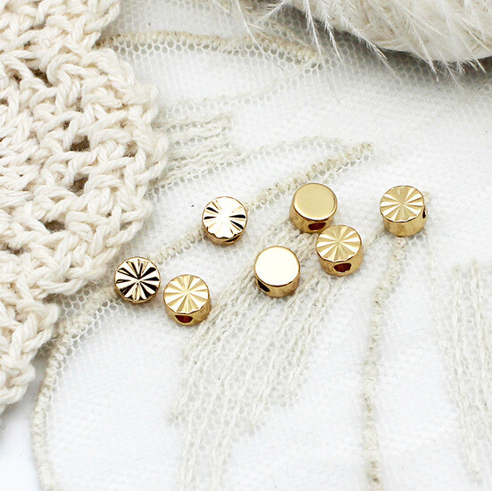 Бусина разделитель Tablet медная 18К позолота 5х3 мм 1 шт. Золото