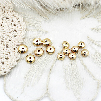 Бусина разделитель Rhomboid медная 18К позолота 7,5х3,5 мм 1 шт. Золото