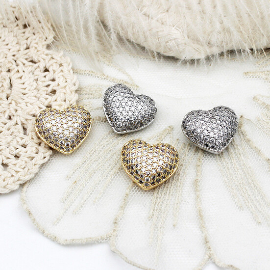 Бусина Heart со стразами медная 18К позолота 19х16 мм 1 шт. Золото