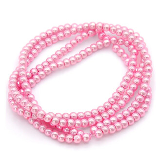 Намистини скло під перли Куля 4 мм ±210 шт. 80 см 68 Рожевий