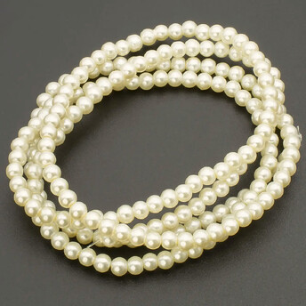 Бусины стекло под жемчуг Шар 4 мм ±210 шт. 80 см 03 Белый теплый