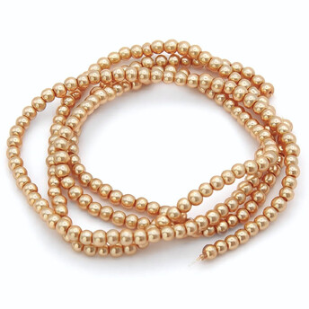 Бусины стекло под жемчуг Шар 4 мм ±210 шт. 80 см 33 Персиковый
