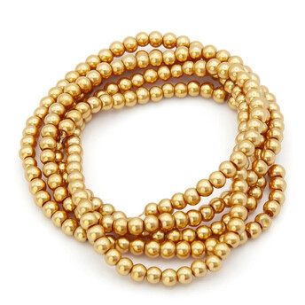 Бусины стекло под жемчуг Шар 4 мм ±210 шт. 80 см 08 Золото