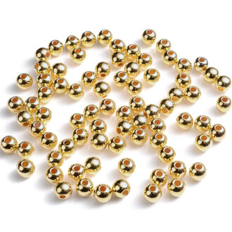 Бусины медные круглые 18К позолота 2 мм Ø 1 мм 50 шт. Золото