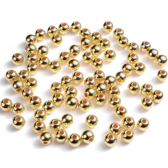 Бусины медные круглые 18К позолота 2,5 мм Ø 1 мм 30 шт. Золото